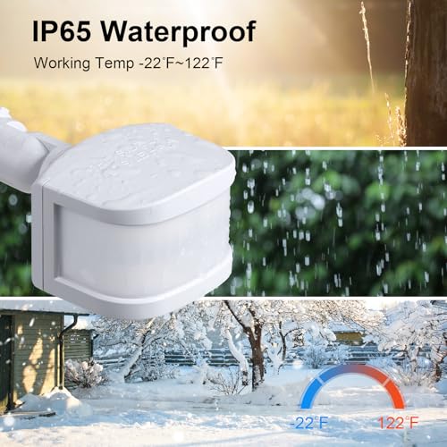 TREEWELL 240-Degree Replacement Motion Sensor, Adjustable LUX(5-300) & Time & Detection Sensitivity Up to 60 Feet Range, 3 Working Modes Outdoor Motion Detector for Security Floodlight, White - Thumbnail 6