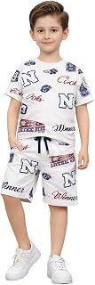Kriyu Creation Boys Cotton Printed T-Shirt & Shorts Co-Ord Set, Half Sleeve, Casual Summer Outfit for Kids, 3-10 Years Price In India