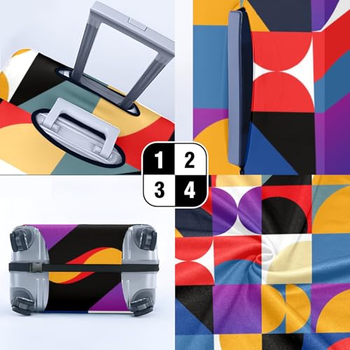 Flexible Suitcase Cover Elastic Travel Luggage Protector with Secure Snap Closure Unique Stylish Water Resistant Ideal for Business Holiday Trips Wheel and Zipper Protection Colorful Square4