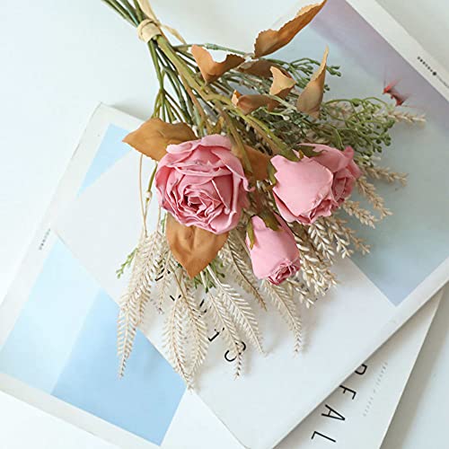 造花 インテリア バラ 花束 結婚式 DIY パーティー 撮影 美術館 ホーム 庭園 キッチン オフィス 喫 パーティー 部屋 飾り人工植物 観賞植物 プレゼント WillingYou ピンク 1束 [4]