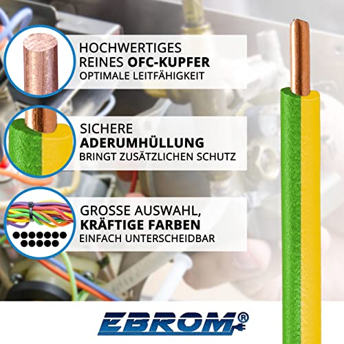 Core cable, single core, rigid, PVC cable, H07V-U 1.5 mm², colour: green, yellow - Image 2