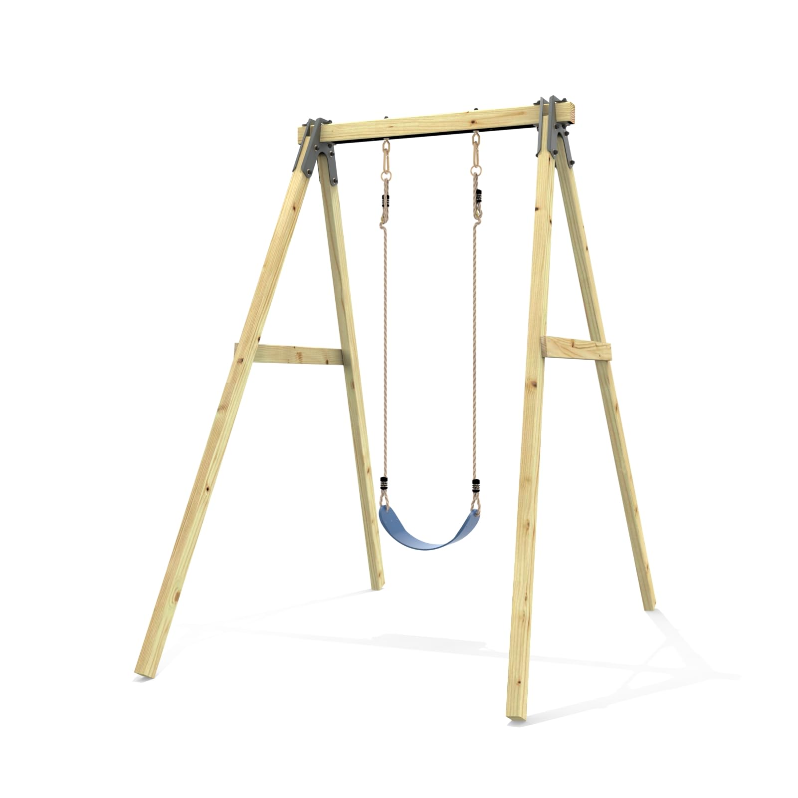 Rebo Blue Glide Wooden Single Swing Set With Swing Seat – Dandelion (Navy Belt Swing) | Outdoortoys | Kids Outdoor Wooden Play Equipment For Gardens, Frame & Accessories Included