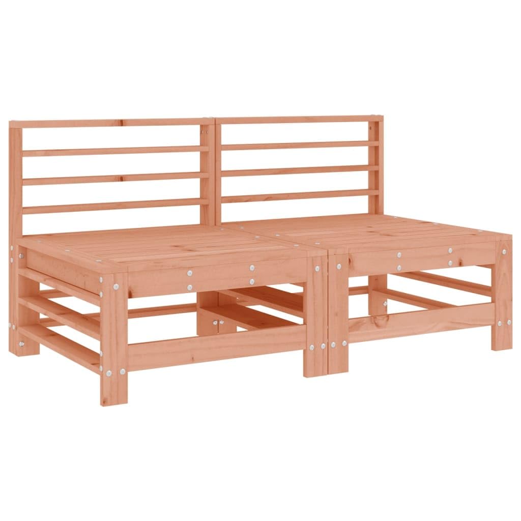 Canapés centraux modulaires en Bois Massif Douglas, avec Coussins Gris 2 pièces, Cadre Stable extérieur pour terrasse Patio Jardin, Assise Confortable 110 kg par siège