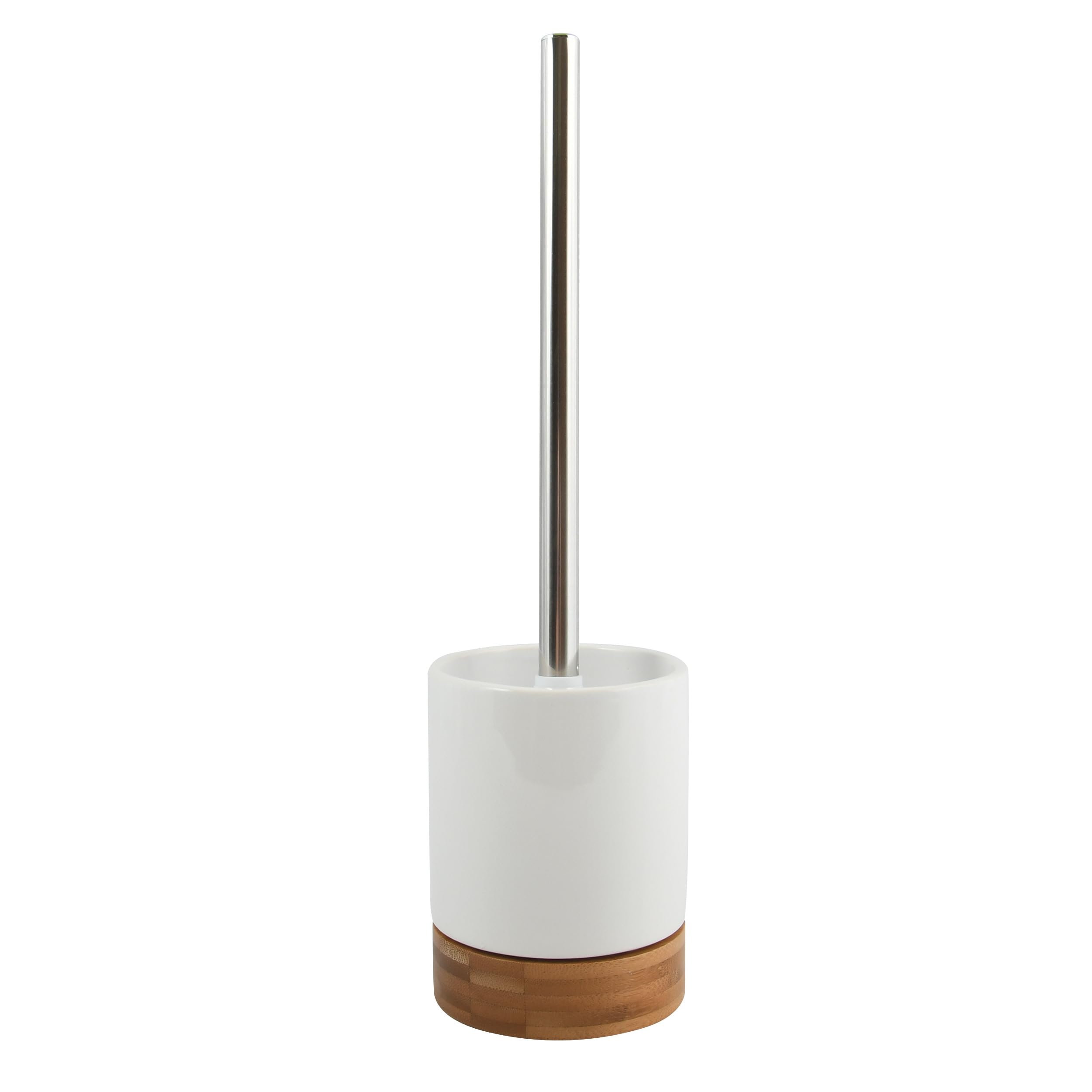 MSV Talinn Bathroom Series Toilet Brush Toilet Brush Toilet Brush Toilet Brush Toilet Brush Toilet Set Ceramic and Bamboo White