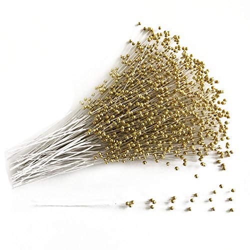 Fodattm 100 Stems Imitation Pearl Sticks Beaded String For Crafts Spray Beads Wire Stems Diy Accessories Christmas Garland Wedding Bridal Flower Bouquet Party Table Decor (Gold) #TOP11