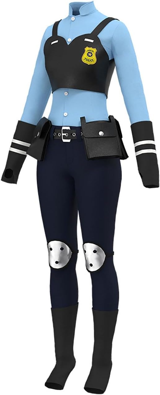Adult Judy Hopps Costume Shirt Pants Belt Headwear Uniform Officer Police Nick Halloween Cosplay Badge Waistbag