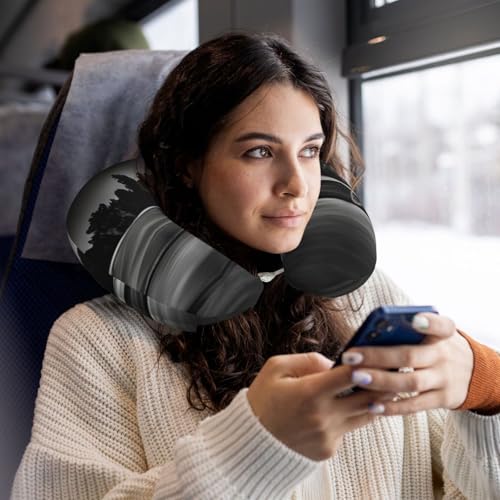Almohada negra de fibra de poliéster para viaje miniatura 6