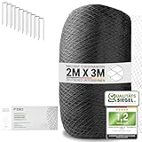 FISO® Teichnetz - 2x3m I Vogelschutznetz engmaschig, robust, witterungs- & UV-beständig I Schwarzes Teich Netz feinmaschig (15x15mm) I Netz zum Schutz von Teich, Balkon, Kirschbaum & Mehr