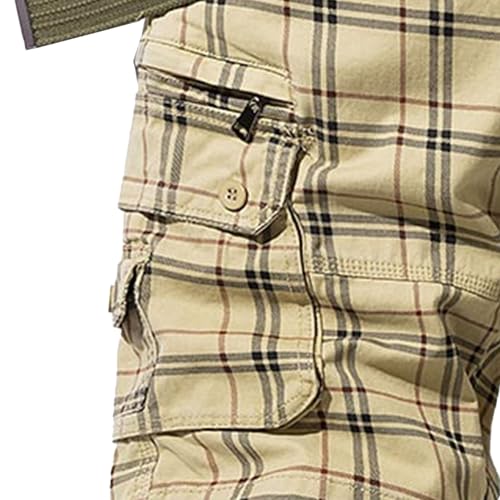 Shorts casuales de hombre a cuadros con bolsillos miniatura 3