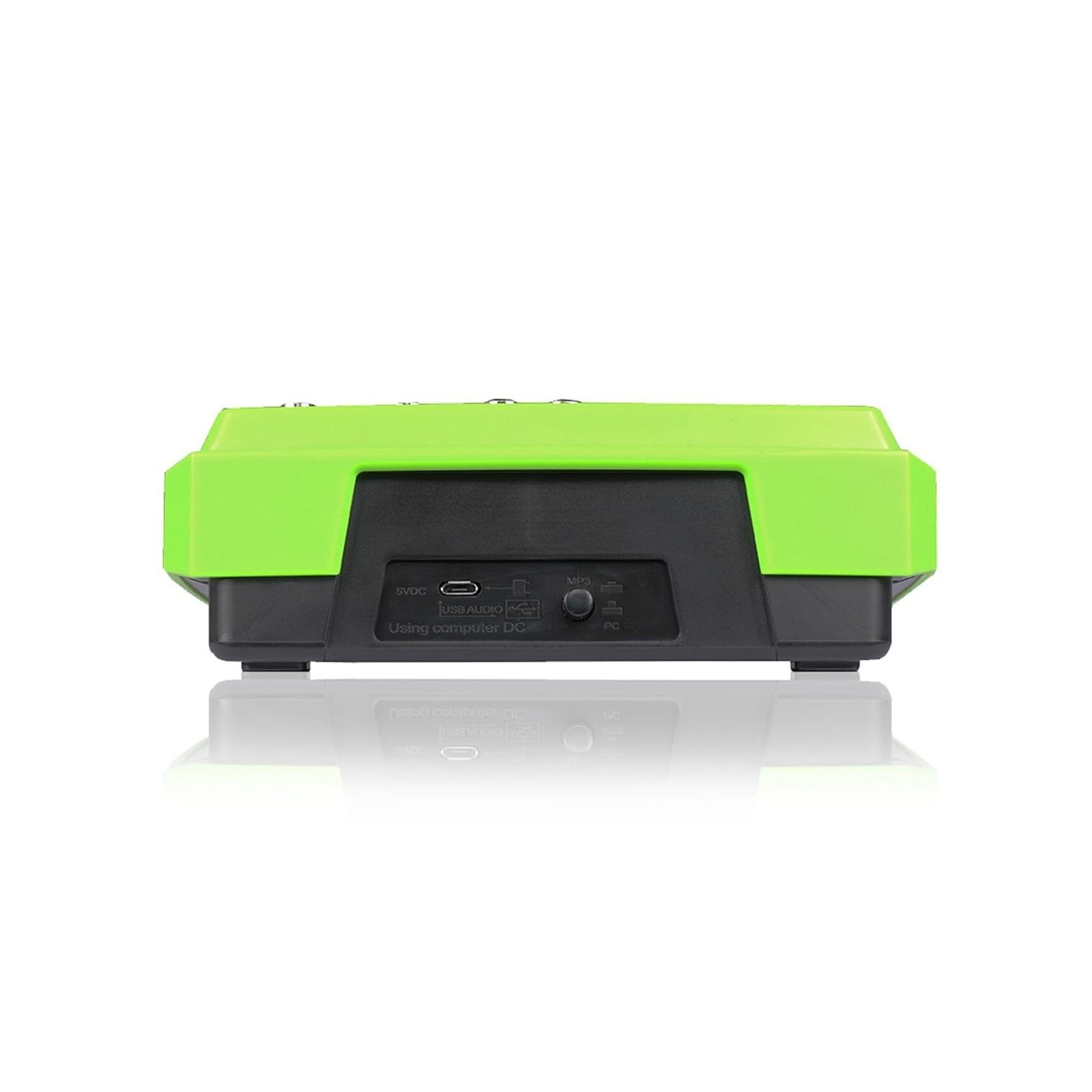 Mezclador de audio, Interfaz de mezclador sonido 4 canales, tarjeta grabación estudio profesional, consola mezclas, micrófono, alimentación fantasma 48 V(Green)