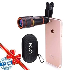 Cell Phone Camera Lens, SEVENKA 12X Telephoto Universal Clip On hd Lens Compatible with iPhone 12/11 Pro Max X XS Max XR/8/7/6/6s, Samsung, Android and Smartphone with Travel Case