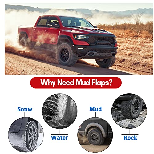 Image of BDFHYK Mud Flaps Splash Guards Mudguards Mudflaps Compatible with Dodge Ram 1500 (2019-2022) Without Fender Flares, 4PCS Front & Rear Side