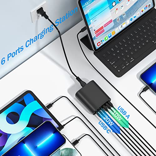Usb C Charger,100W 6 Port Usb C Charging Station With 3 Usb C Ports And 3 Qc Usb A Ports, Portable Pd Fast Usb C Wall Charger For Iphone 14/13/12/11/Airpod/Pro/Ipad/Iwatch/Galaxy/Google Pixel And More #TOP3