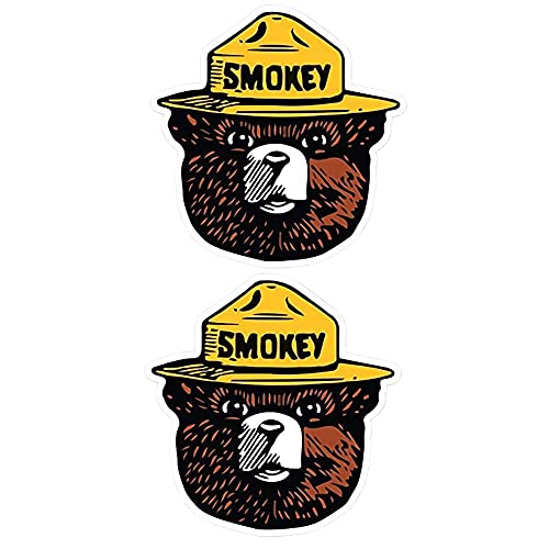 Image of WSQ 2-Pack Smokey Firefighting Awareness Vinyl Sticker Decal - 4.74x4.85 Inches - for Car Truck SUV Van Window Bumper Wall Laptop Tablet Cup Tumbler and Any Smooth Surface