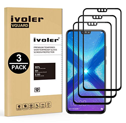 ivoler [3 Unidades] Protector de Pantalla para Huawei Honor 9X Lite/Huawei Honor 8X, [Cobertura Completa] Cristal Vidrio Templado Premium, [Dureza 9H] [Anti-Arañazos] [Sin Burbujas]
