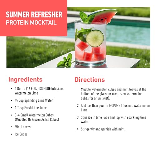 isopure clear whey isolate protein powder lactose free gluten free naturally flavored watermelon lime 20g protein per serving 141 oz 16 servings packaging may vary