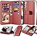 Njjex Galaxy S22 Plus Case, For Samsung Galaxy S22 Plus Wallet Case, [9 Card Slots] PU Leather Credit Holder Folio Flip [Detachable] Kickstand Magnetic Phone Cover & Lanyard for Samsung S22+ -Wine Red