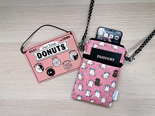 Image of Taianda Women Cell Phone Crossbody Wallet Pouch Bag (Cats Pattern Pink)