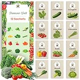 TORAF Kit de Graines de Légumes 12 Variétés – Graine Premium pour Jardin, Balcon et Potager – Tomates, Concombres, Courgettes, Salade, Carottes, Ciboulette – Kit de culture de plantes potagères