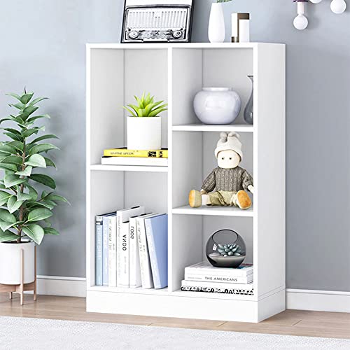 Image of IOTXY Open Shelf Low Bookcase - Wooden 3-Tier Cube Bookshelf, Warm White