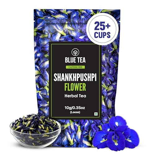 BLUE TEA - Shankhpushpi Flower Tea - 10 gm - 25+ Cups | Herbal Tea | Caffeine Free - Vegan - Non-GMO | Zipper Pack