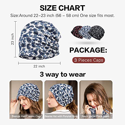 Image of Ababalaya Women's Kinds of Lace /Floral /Print /Cotton Chemo Cap Hair Loss Beanie Nightcap Pack