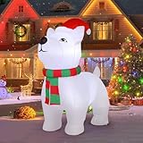 COMIN 4.4 FT Tall Christmas Inflatables Dog Outdoor Decorations Blow Up Xmas with Built-in LEDs for Christmas Indoor Outdoor Yard Lawn Garden Decor