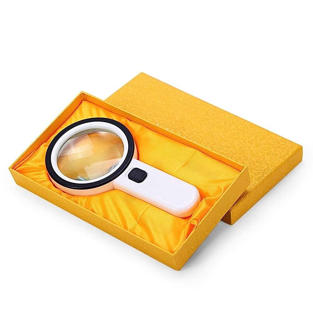 Lupa Portátil con Luz, Lupa Grande De Mano De 30 Aumentos, Lupa Iluminada con 12 Led para Personas Mayores, para Leer, Inspeccionar Monedas, Joyas, Etc.