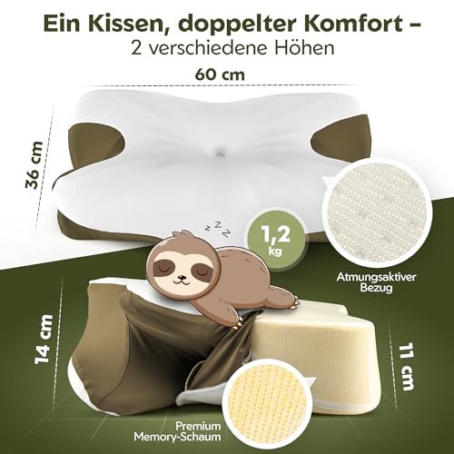 Snoozify Orthopädisches Kopfkissen - Ergonomisches Kissen für Nackenschmerzen als...