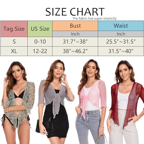 MISS MOLY Women Sheer Shrug Cardigan, Bolero Shrug Sweaters for Dresses, Tie Front Lightweight Crop Knit, Short Cover Up Tops4
