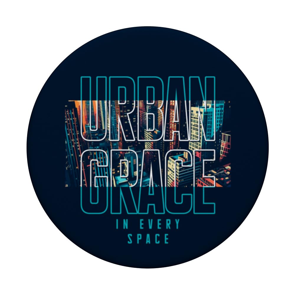 Urban Grace in Every Space Abstract Cityscape PopSockets Swappable PopGrip, Black - Image 3