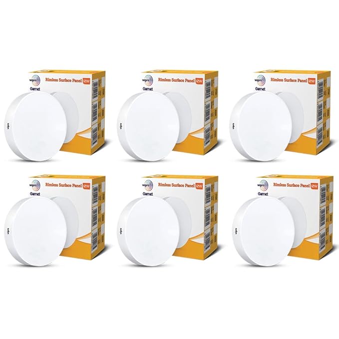 Wipro 12W Rimless Round Led Surface Panel Cool White Light (6500K) Elegant Rimless