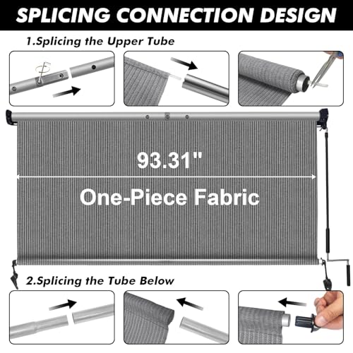 Image of Artpuch Patio Shades Roll Up Outdoor Roller Shade (8'Wx8'H), Cordless Exterior Roller Blinds Cloth for Porch Pergola Gazebo, Gray