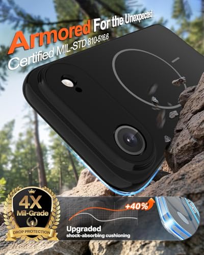 Image of Magnetic for iPhone Air Case,Shockproof Matte Cover,Black Matte | with Screen Protector,Compatible with MagSafe,Military Grade Drop Protection,Full Camera Protection,Non-Slip Design Case