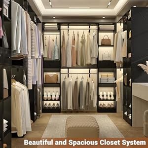 Unikito58w90wclosetsystemlargewalkinclosetorganizerwith3hangingrodsandshelvesheavydutywoodclosetwardrobewith2drawersshoeracksturdyreversibleclothingrackblack Urban Country Home Decor Unikito 58 w 90 w closet system large walk in closet organizer with 3 hanging rods and shelves heavy duty wood closet wardrobe with 2 drawers shoe rack sturdy reversible clothing rack black urban country home decor
