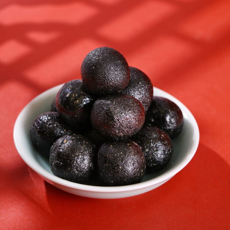 Miniatura 8 de Bolas de sésamo negro, píldoras de sésamo negro hechas a mano con miel pura, píldora ufa, aperitivos nutritivos y saludables con frijoles negros,
