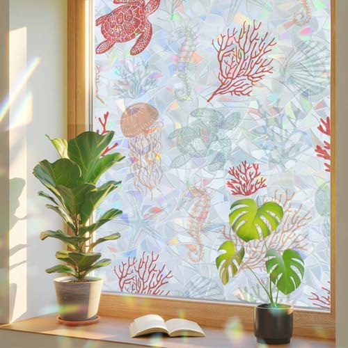 Vinilo decorativo para ventana con efecto arcoíris 17.7x39.3 pulg miniatura 1