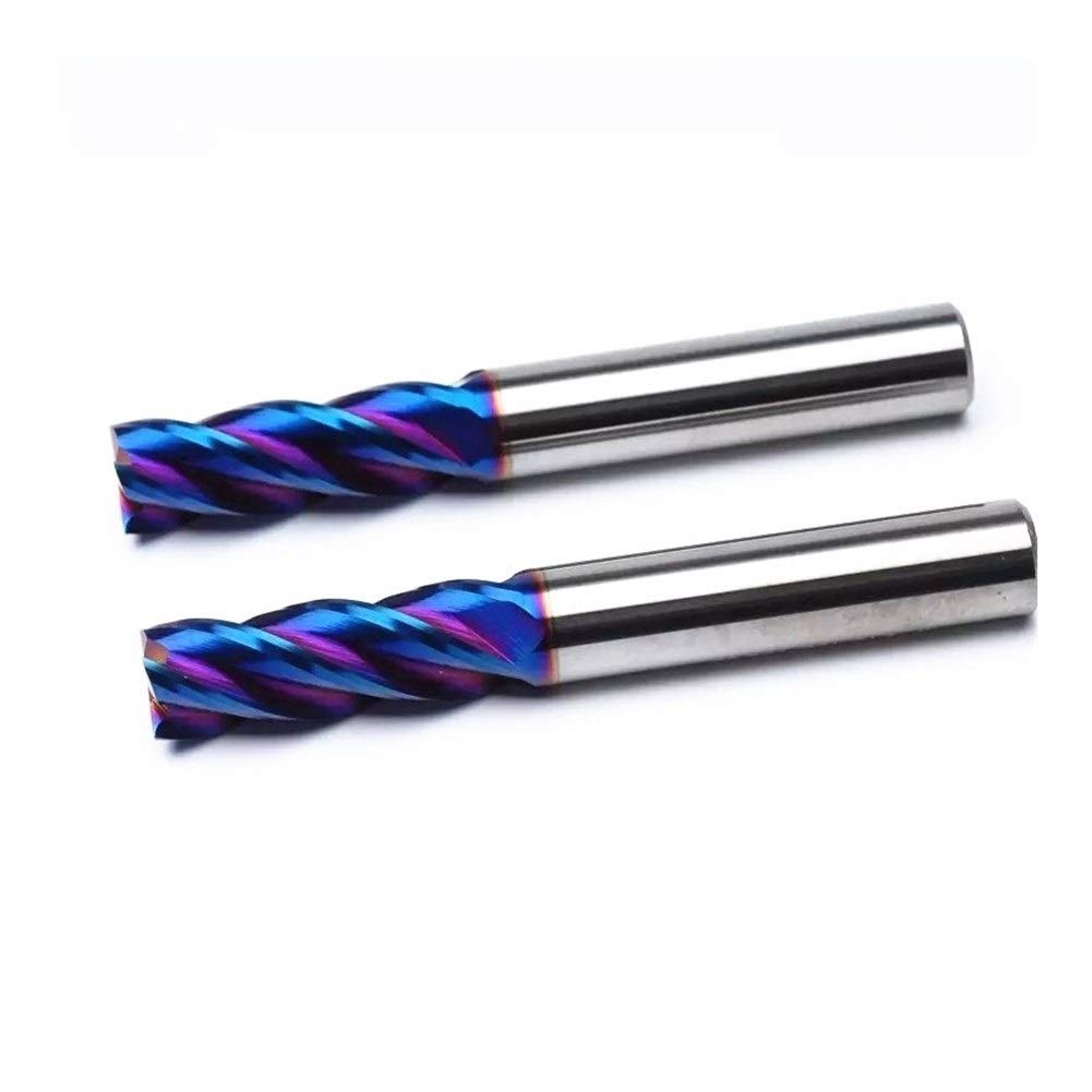 Torneado y ranurado de plaquitas metálicas para torno HRC65 cuatro ranuras 4 mm 8 mm 10 mm de cabeza plana de aleación de fresa Alemania importó azul estupendo duro acero de tungsteno fresa (Size : 1