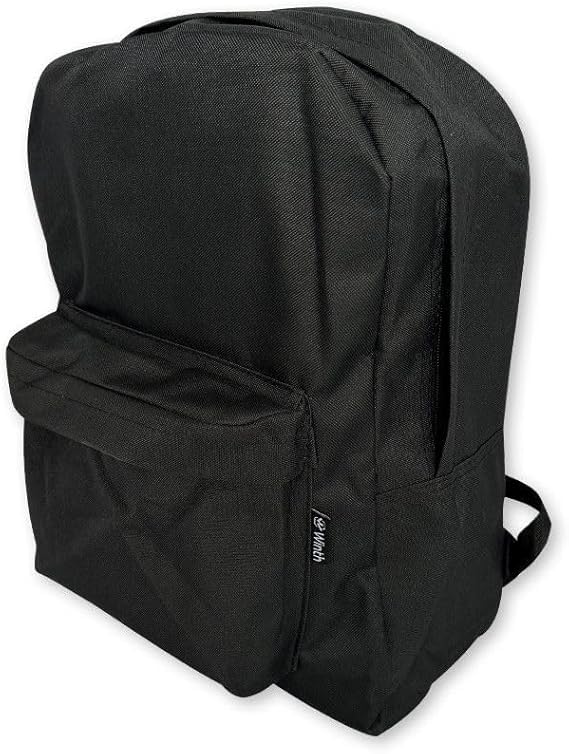 Mochila Escolar Unissex, Bolso Frontal, Capacidade 28L, Para Material Escolar e Acessórios, Preto