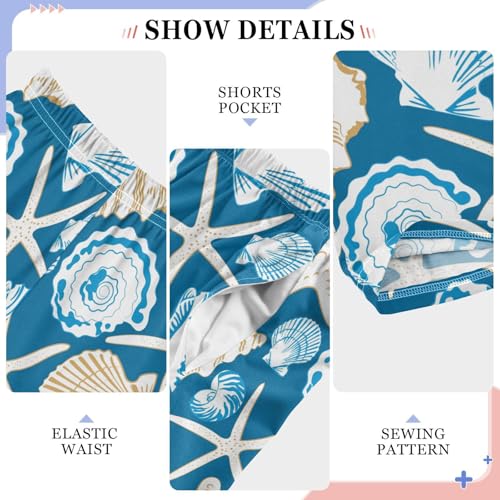 Sea Shells Vintage Style Boys Pants for Kids Jogger Pants with Pockets S-XL4