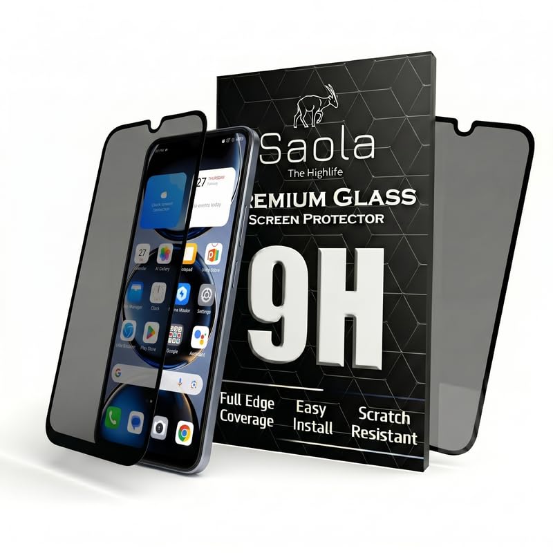 Image of Saola Ultra Privacy Tempered Glass For Itel A90 (PACK OF 1) with Free Installation Kit. Full screen Coverage. Free Replacement If Received Damaged - 6.6 inch