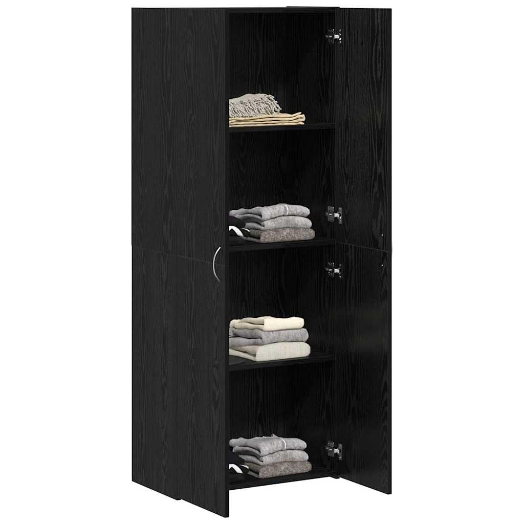 IKAYAA Armadietto in Holz Armadio Porte Battenti Aktenschrank Armadietto per Garage Armadio Ufficio Mobili Ufficio-Rovere nero-60 x 32 x 153 cm