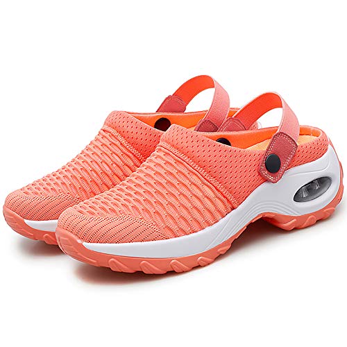 Image of Trsorini Mules Clogs for Women Summer Air Cushion Platform Mesh Mules Sneaker Sandals for Female Lightweight Beach Shoes Outdoor Slippers Walking Shoes