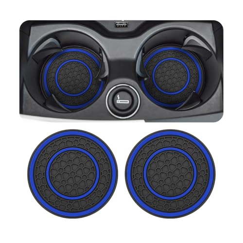 Image of Osilly 2 Pack Car Coasters for Cup Holder, 2.75 Inch No-Slip Anti Dust Insert Coaster, Universal Auto Waterproof Coasters Silicon Insulation Cup Mats for Woman Man, Suit for Vehicle Interior (Blue)
