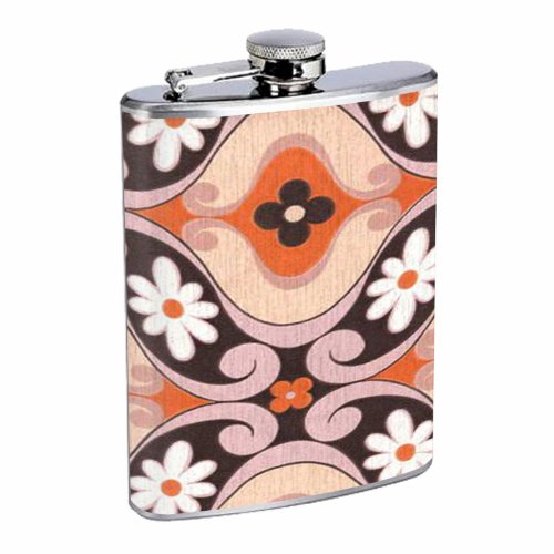 1960s Or 70s Mod Wallpaper 8 Flask 8oz Stainless Steel D-043