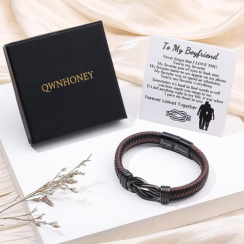 Infinity-Knot-Leather-Bracelet-Forever-Linked-Together-Bracelet-Birthday-Christmas-Anniversary-Bracelet-Idea-Mens-Braided-Cuff-78859-Inches-Bracelet-for-Man-Son-Husband-Boyfriend-Brother-Grandson
