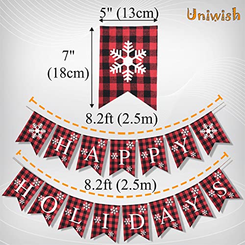 Uniwish-Happy-Holidays-Banner-Christmas-New-Years-Eve-Decorations-for-Fireplace-Rustic-Buffalo-Plaid-Merry-Christmas-Home-Outdoor-Hanging-Decor Uniwish Happy Holidays Banner Christmas New Years Eve Decorations for Fireplace Rustic Buffalo Plaid Merry Christmas Home Outdoor Hanging Decor