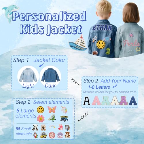 Personalized Jean Jacket for Girls Boys Custom Denim Jacket 1-12 Years Old Kids with Name, Back to School Outfits Birthday Gifts2
