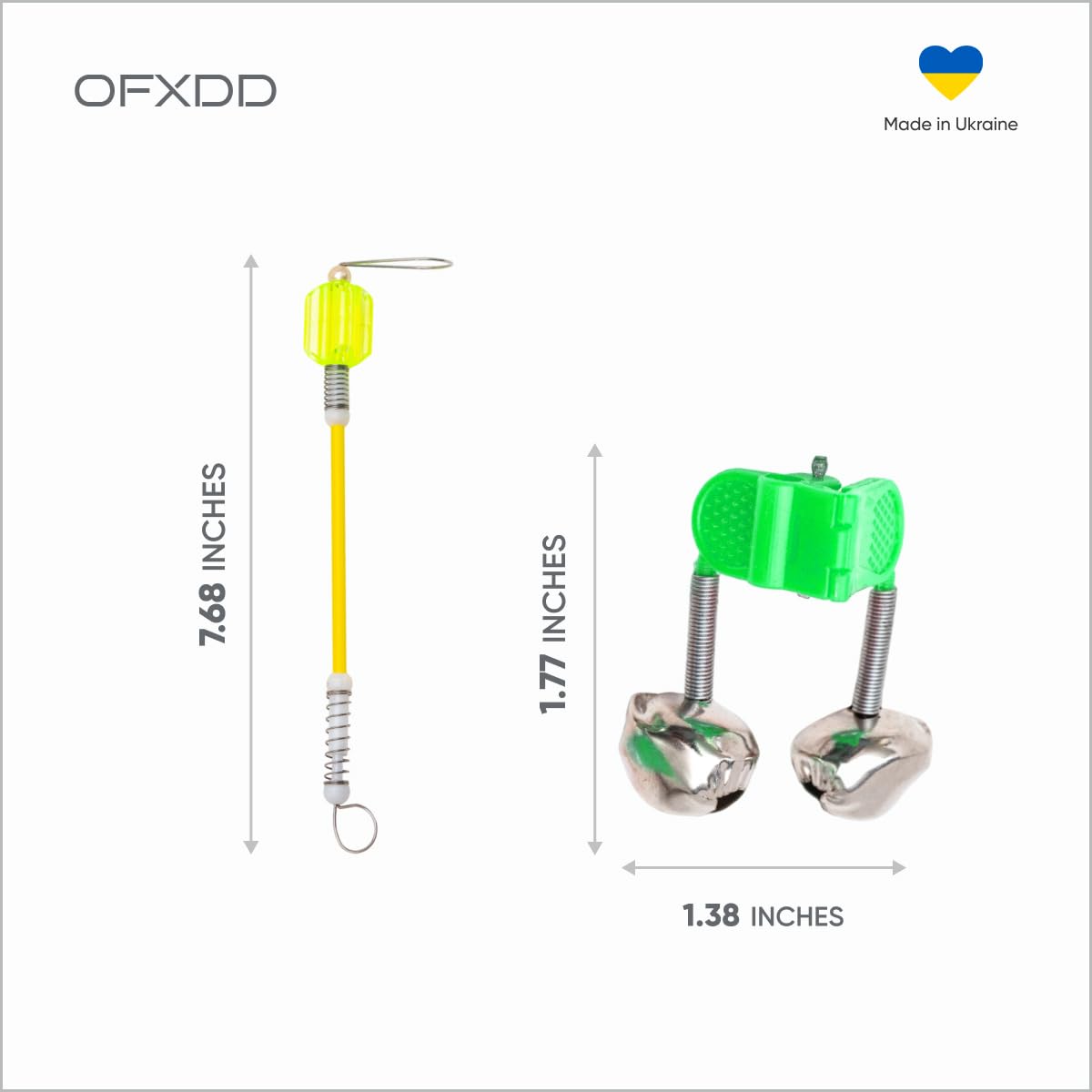 OFXDD Fishing Bell & Fishing Bite Alarm - Green Dual Bell & Clip for Fishing Poles - Fishing Bite Alarm Indicator - Fishing Accessories on Fishing Rod 3 Pcs