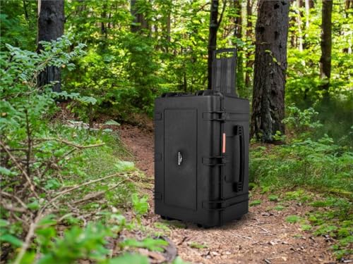 Image of Monoprice Weatherproof Hard Case - 33 x 22 x 17 Inches, With Wheels and Customizable Foam, Shockproof, IP67, Ultraviolet And Impact Resistant Material, Black - Pure Outdoor Collection, 145.8 Liter